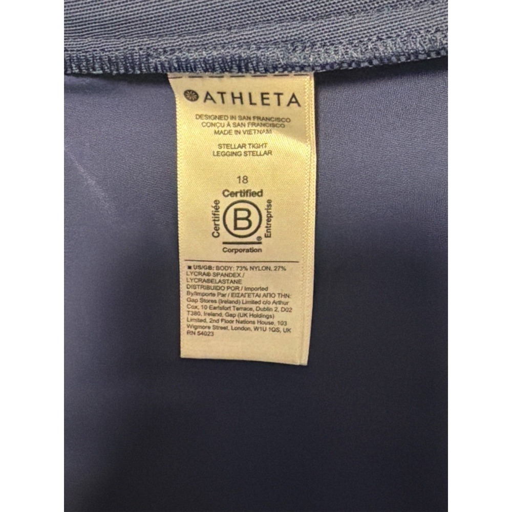 Athleta Stellar Tight Leggings Blue Ankle Zip Travel Pants Sz 18 - Picture 7 of 7